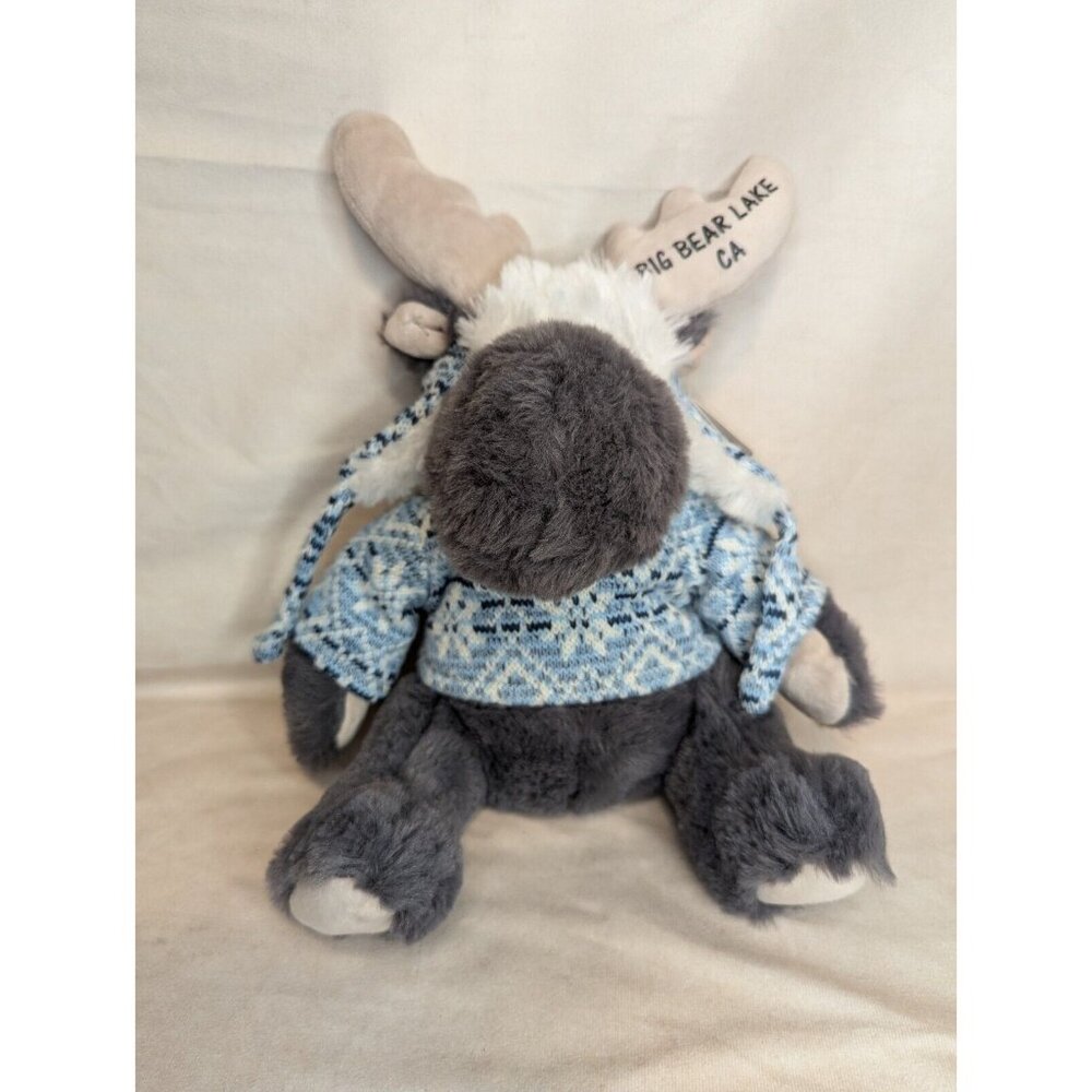 NWT DolliBu Plush Moose Stuffed Animal w/Sweater and Hat Big Bear Lake CA
